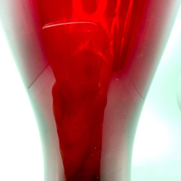 Vintage Handmade Ruby Red Classic Vase Bohemian Crystal Glass 10" Tall In Box - Picture 3 of 7